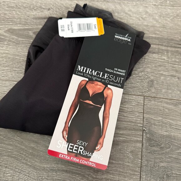 NWT Miraclesuit HI Waist Thigh Slimmer Shapewear Black Extra Firm Control Size S - Picture 2 of 5